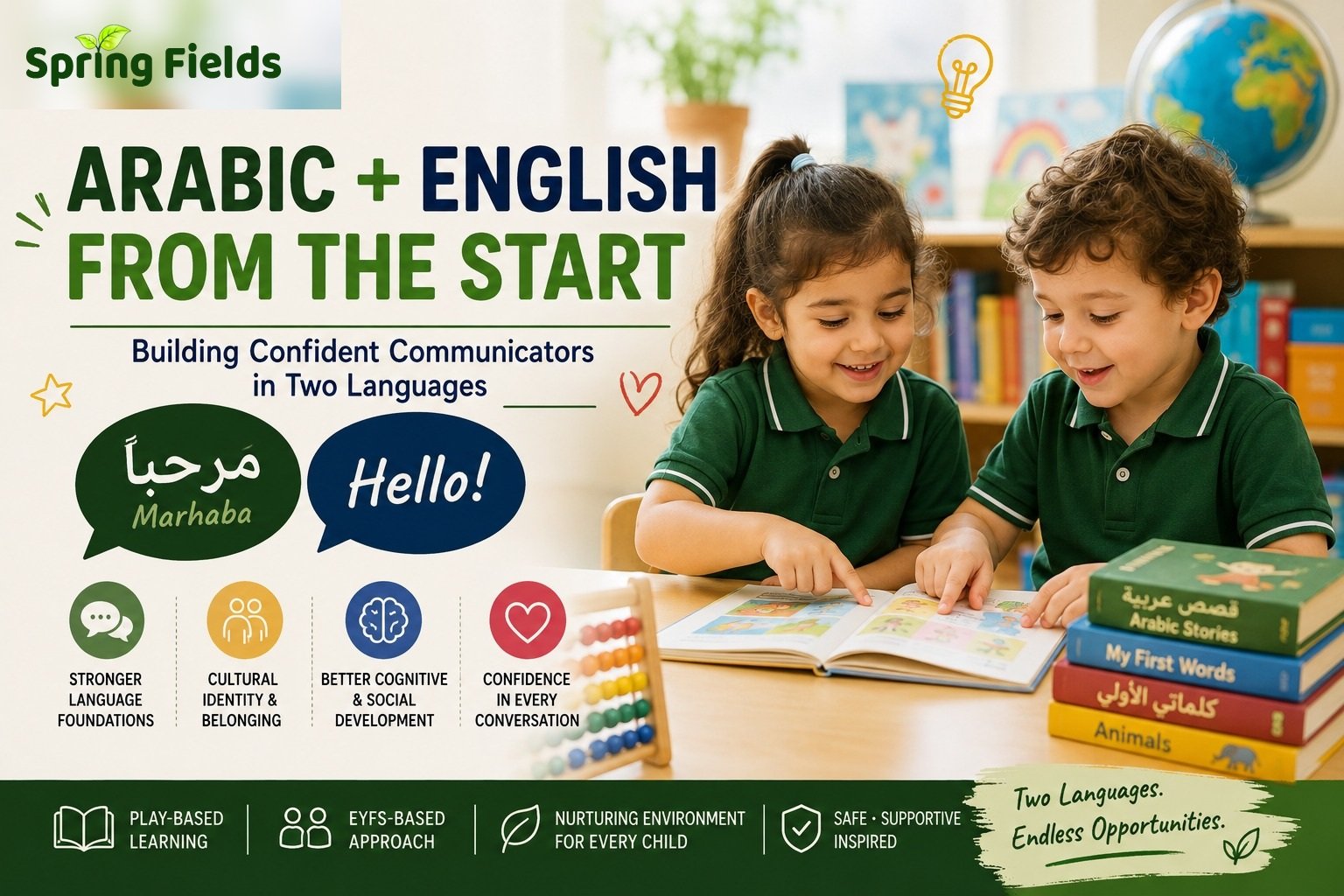 Arabic and English bilingual learning for children at a nursery in Abu Dhabi