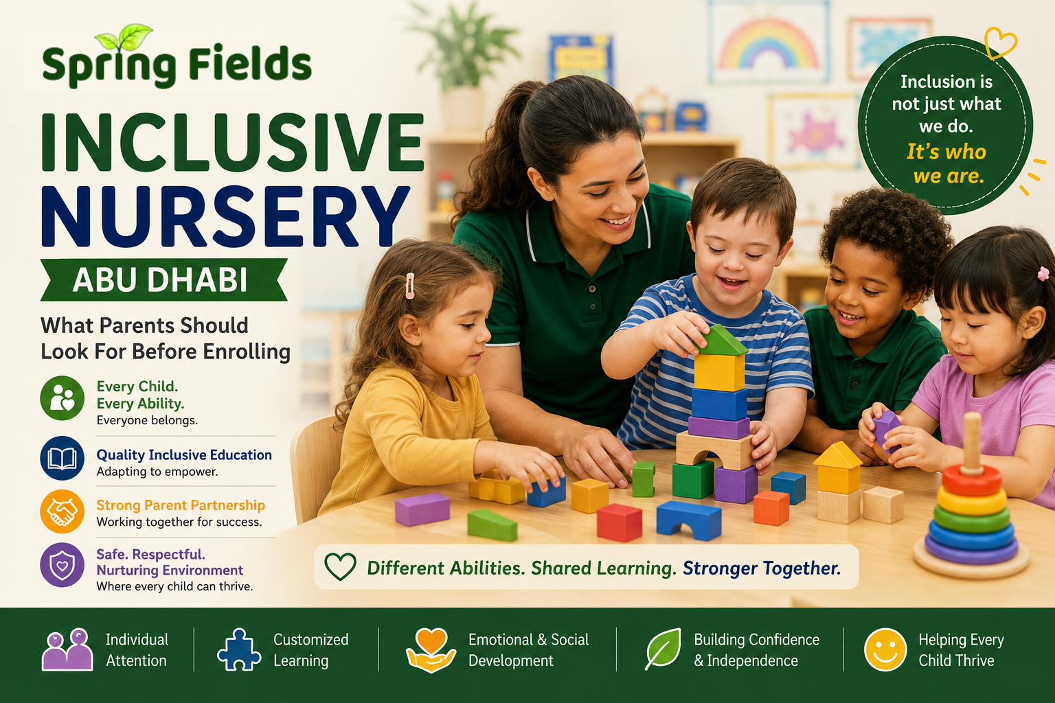 Inclusive nursery Abu Dhabi classroom where children learn and play together