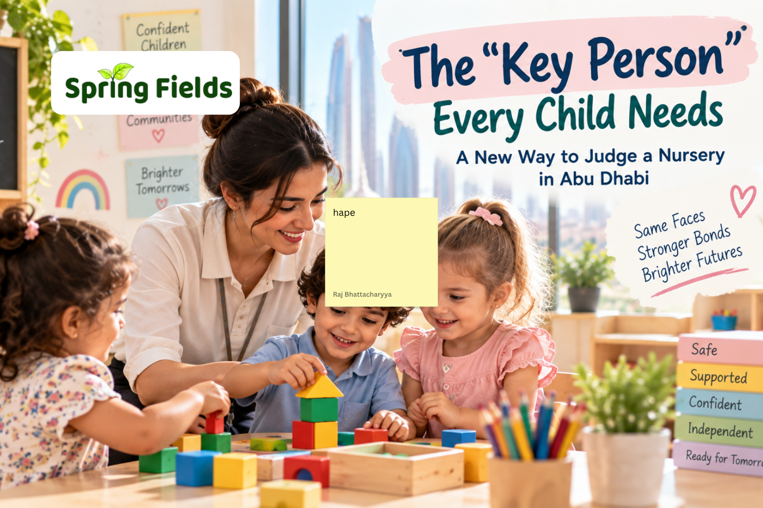Key person supporting children in a nursery in Abu Dhabi