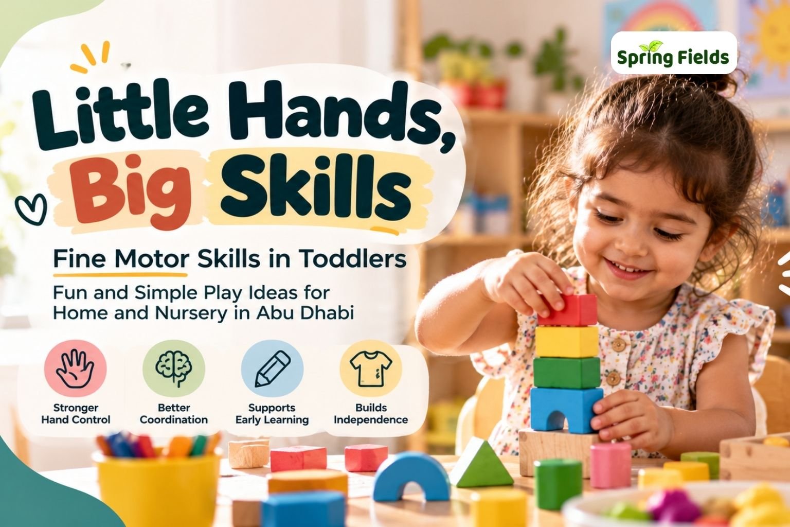 Fine motor skills in toddlers developed through supervised block play and drawing