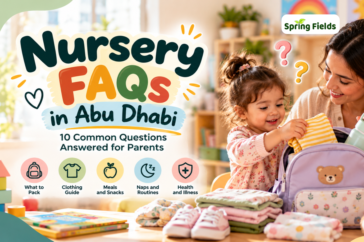 Parent preparing a nursery bag for a young child in Abu Dhabi